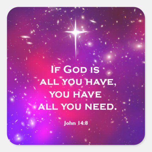 John 14:8 quadratischer aufkleber (Vorderseite)