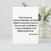 John 15:10 KJV Bible Verse Flat Greeting Card Karte (Stehend Vorderseite)