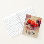 John 15:12 Liebe One Another Bible Verse Red Flora Notizblock (Innenseite)