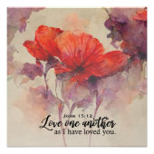 John 15:12 Liebe One Another Bible Verse Red Flora Poster (Vorderseite)