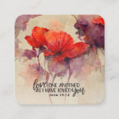 John 15:12 Liebe One Another Bible Verse Red Flora Quadratische Visitenkarte (Vorderseite)