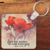 John 15:12 Liebe One Another Bible Verse Red Flora Schlüsselanhänger (Rückseite)