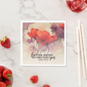 John 15:12 Liebe One Another Bible Verse Red Flora Serviette