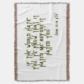 John 15:18 KJV Bible Scripture Verse Decke (Vorderseite Vertikal)