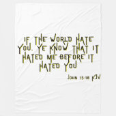 John 15:18 KJV Bible Scripture Verse Fleecedecke (Vorderseite)