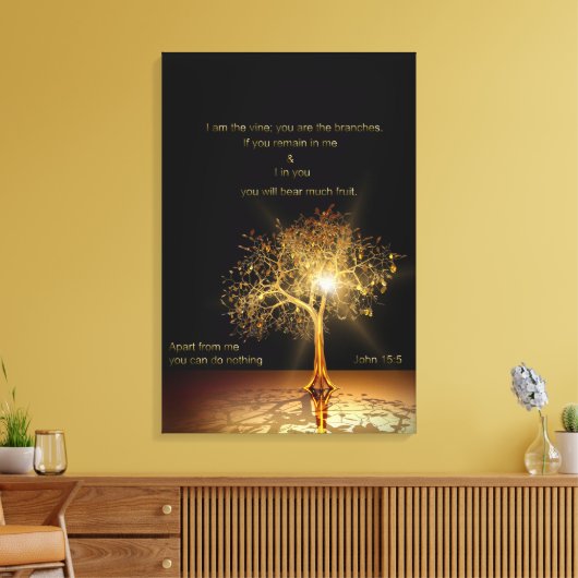 John 15:5 Ich bin der Wein. Goldener Baum. Leinwanddruck (Insitu (Wohnzimmer))