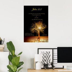 John 15:5 Ich bin der Wein. Goldener Baum. Poster