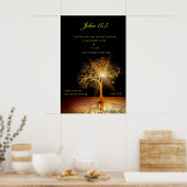 John 15:5 Ich bin der Wein. Goldener Baum. Poster (Küche)