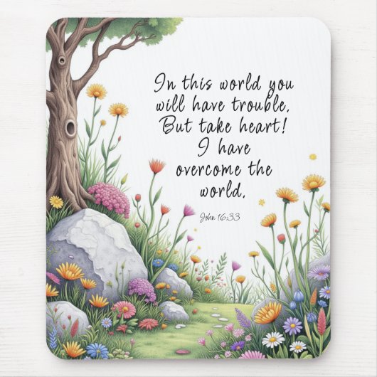 John 16:33 Bibelvers Bild Poster Mousepad (Vorne)