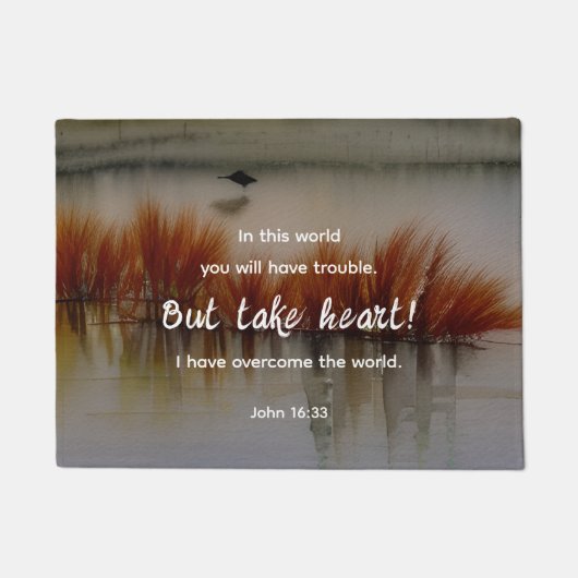 John 16:33 Ich habe Überwindung der Bibel Verse Ch Fußmatte (Vorderseite)