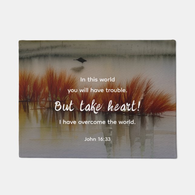John 16:33 Ich habe Überwindung der Bibel Verse Ch Fußmatte (Vorderseite)