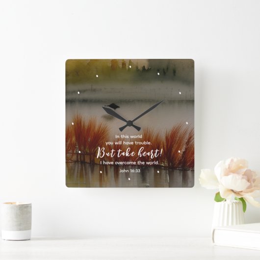 John 16:33 Ich habe Überwindung der Bibel Verse Ch Quadratische Wanduhr (Zuhause)