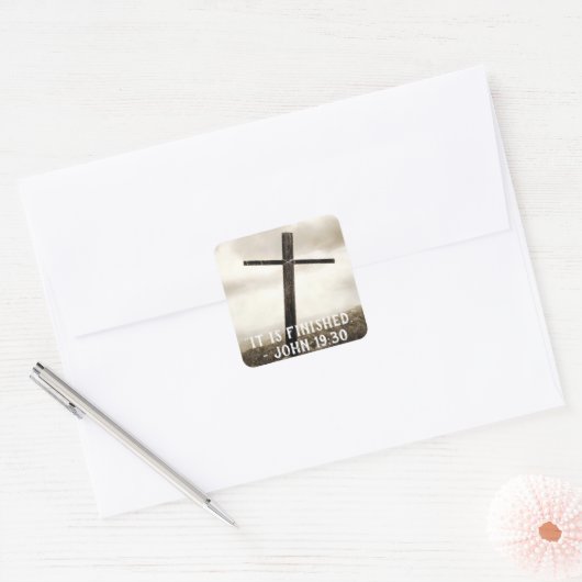JOHN 19:30 Uhr Quadratischer Aufkleber (Umschlag)