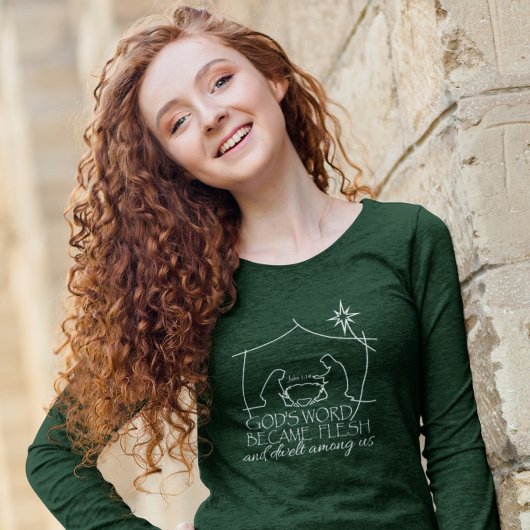 John 1:14 Christliche Krippenschrift T-Shirt