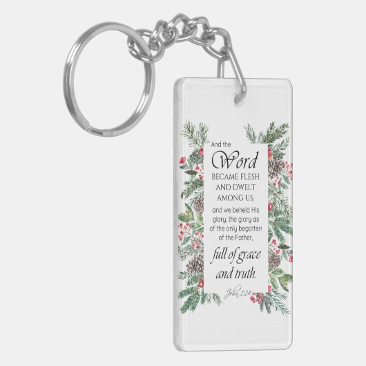 John 1:14 Christmas Bible Verse Schlüsselanhänger (Vorderseite links)