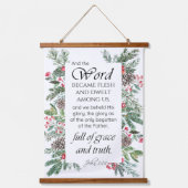 John 1:14 Christmas Bible Verse Wandteppich Mit Holzrahmen (Vorderseite)
