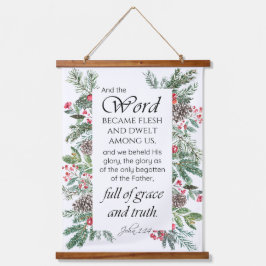 John 1:14 Christmas Bible Verse Wandteppich Mit Holzrahmen