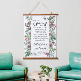 John 1:14 Christmas Bible Verse Wandteppich Mit Holzrahmen