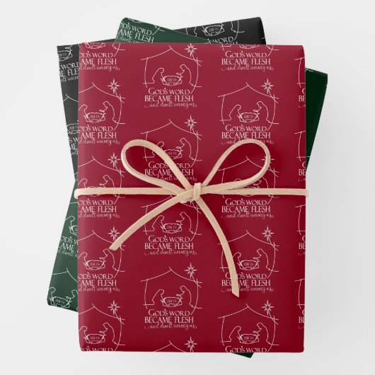 John 1:14 Weihnachtswrapping Paper Sheets Geschenkpapier Set (Beispiel)