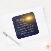 John 1:14 Wir haben seine Herrlichkeit, Bibelverse Quadratischer Aufkleber (Umschlag)