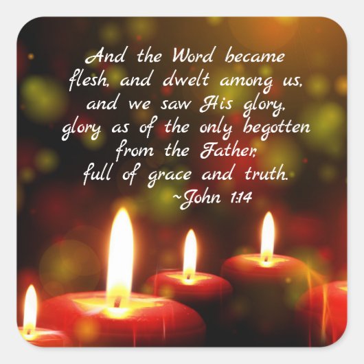 John 1:14 Wort wird zu Weihnachten als Fleisch-Sch Quadratischer Aufkleber (Vorderseite)