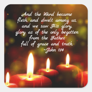 John-1:14 Wort wurde Fleisch-Schrifts-Weihnachten Quadratischer Aufkleber