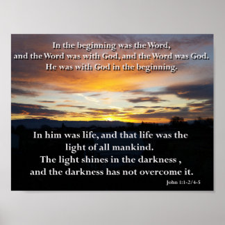 John 1:1-2, 4-5. Das Wort Poster