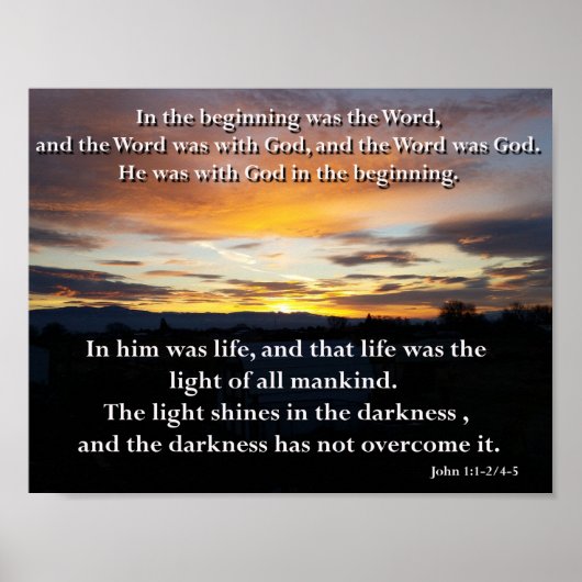 John 1:1-2, 4-5. Das Wort Poster (Vorne)