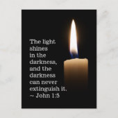 John 1:5 Das Licht leuchtet in der Finsternis Postkarte (Vorderseite)