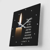 John 1:5 Das Licht leuchtet in der Finsternis Quadratische Wanduhr (Winkel)
