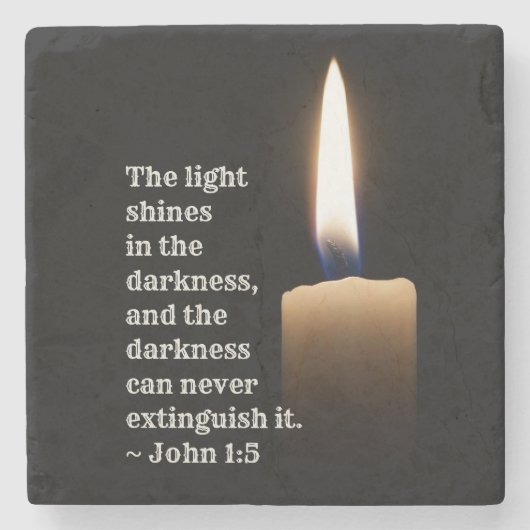 John 1:5 Das Licht strahlt in der Dunkelheit Steinuntersetzer (Vorderseite)