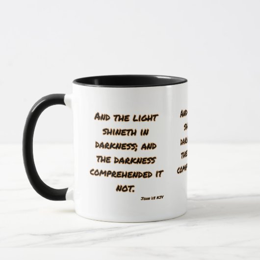 John 1:5 KJV Bible Verse Two-Tone Tasse (Links)