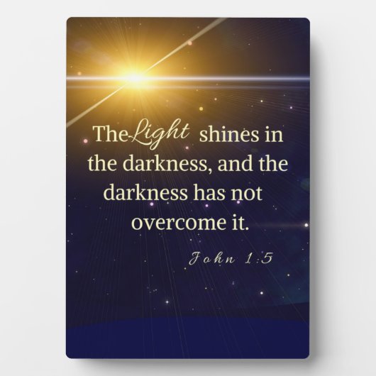 John 1:5 Licht scheint in Dunkelheit Fotoplatte (Vorderseite)