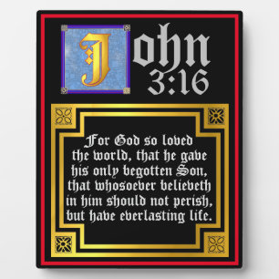 John 316 Blue Illuminated Letter Osterbiblische Fotoplatte