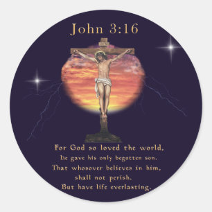 John 3:166 runder aufkleber