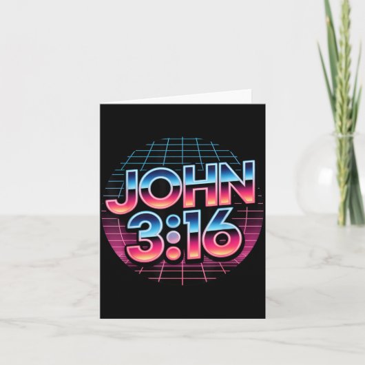 John 3_16 80er Retro Christlicher Glaube Design  Karte (Vorderseite)