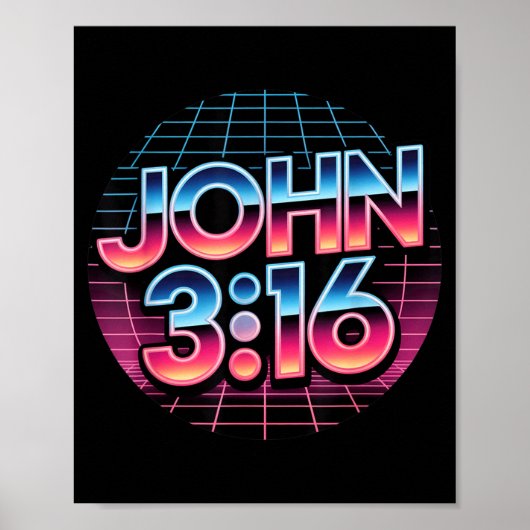John 3_16 80er Retro Christlicher Glaube Design Poster (Vorne)