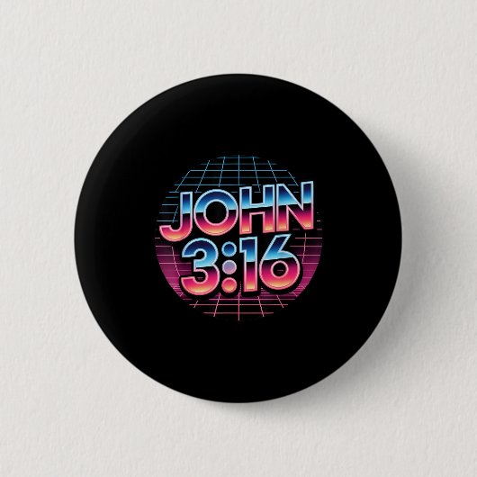 John 3_16 80s Retro Christian Faith Design Button (Vorderseite)