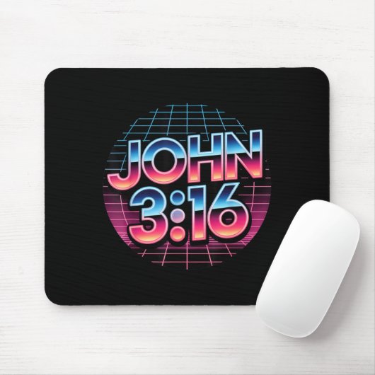 John 3_16 80s Retro Christian Faith Design Mousepad (Mit Mouse)