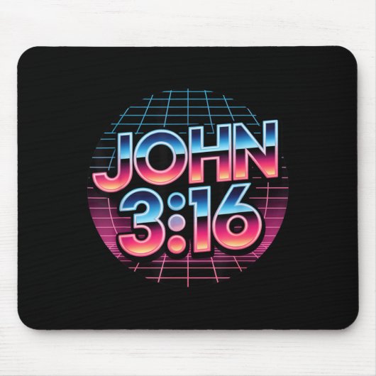 John 3_16 80s Retro Christian Faith Design Mousepad (Vorne)