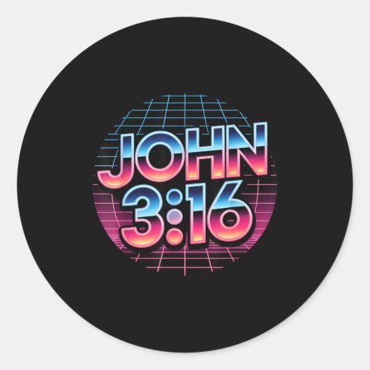 John 3_16 80s Retro Christian Faith Design Runder Aufkleber (Vorderseite)