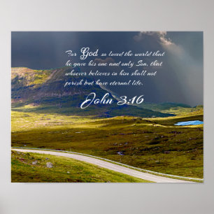 John 3:16 #9 NIV - Scripture Christlich Wall Art Poster
