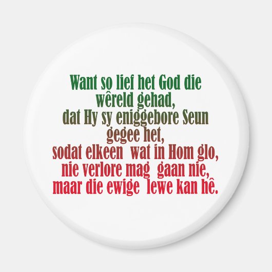 John 3:16 Afrikaans Magnet (Vorne)