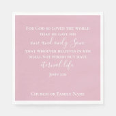 John 3:16 | Benutzerdefinierter Text Pink Christli Serviette (Vorderseite)