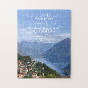 John 3:16 Benutzerdefinierter Text Schweizer Alp Puzzle