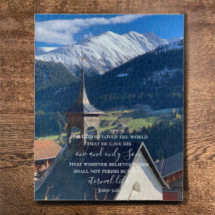 John 3:16 Benutzerdefinierter Text Schweizer Alp Puzzle