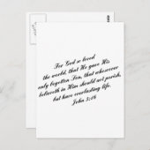 John-3:16 Bibel-Vers (KJV) Postkarte (Vorne/Hinten)