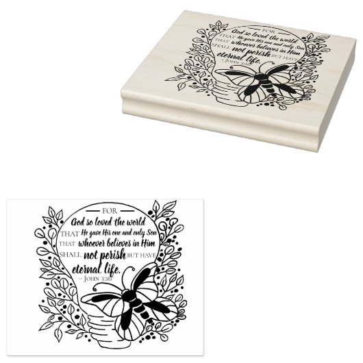 John 3:16 Bibel Verse Floral Light Bulb Gummistempel (Stempel)