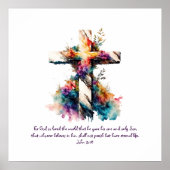 John 3:16 Bibelkreuz Christliche Verse Poster (Vorne)