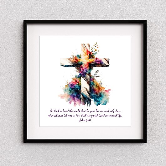 John 3:16 Bibelkreuz Christliche Verse Poster